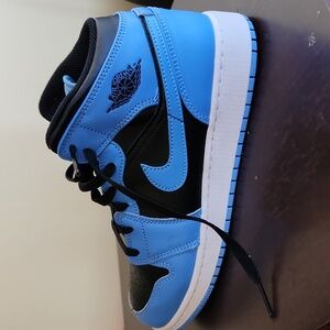 Nike Air Jordan 1 Mid Black/Blue Kids Sneakers